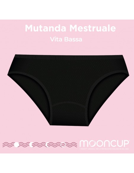 MOONCUP Mutande Mestruali Vita Bassa per tutti i tipi di Flusso