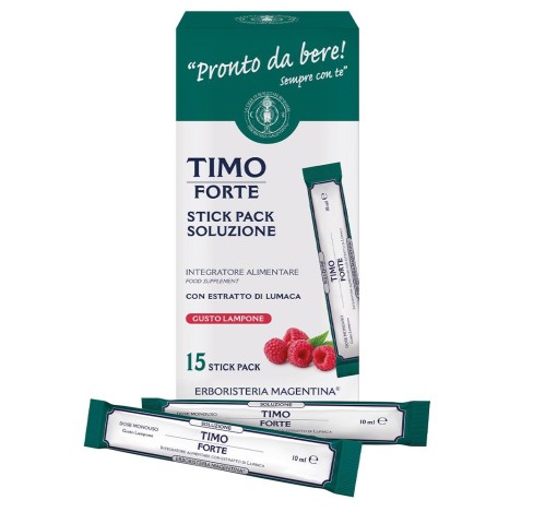 1 - Soluzione Timo Forte 15 stick pack con Estratto di Lumaca - Gusto Lampone
