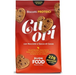 1 - Biscotti Proteici Cuori Nocciole e Gocce di Cacao 200gr